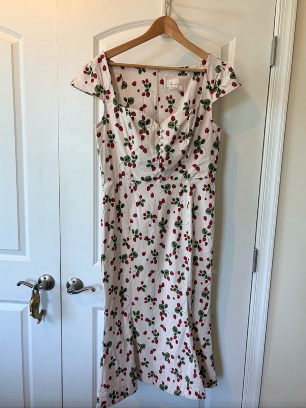 Anthropologie Midi Dress with strawberry print- size medium - Picture 5 of 10